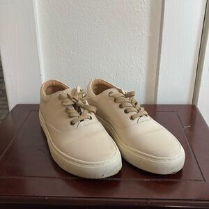 Nisolo everyday sneaker in bone, leather sneakers, beige, size 8